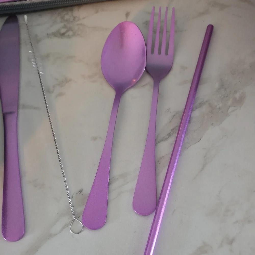 Purple Cutlery Set with Case - Picture 3 of 6